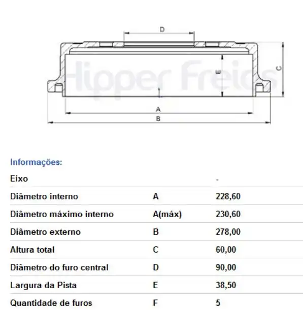 TAMBOR FREIO TRASEIRO MITSUBISHI PAJERO TR4 2002 A 2015