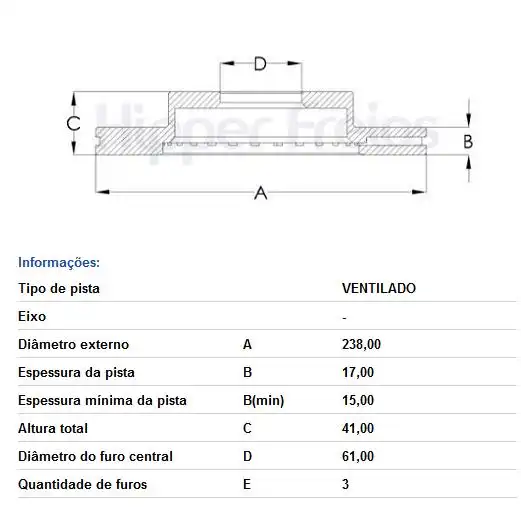 DISCO FREIO DIANTEIRO RENAULT KWID 1.0 2019/ VENTILADO