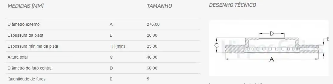 DISCO FREIO DIANTEIRO TRACKER 1.0 1.2 2020/ VENTILADO