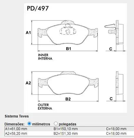 PASTILHA FREIO DIANTEIRA ECOSPORT 1.0 1.6 2.0 2005 A 2009