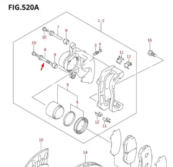 PINO PINCA FREIO DIANT SUZUKI VITARA 2006/ INF