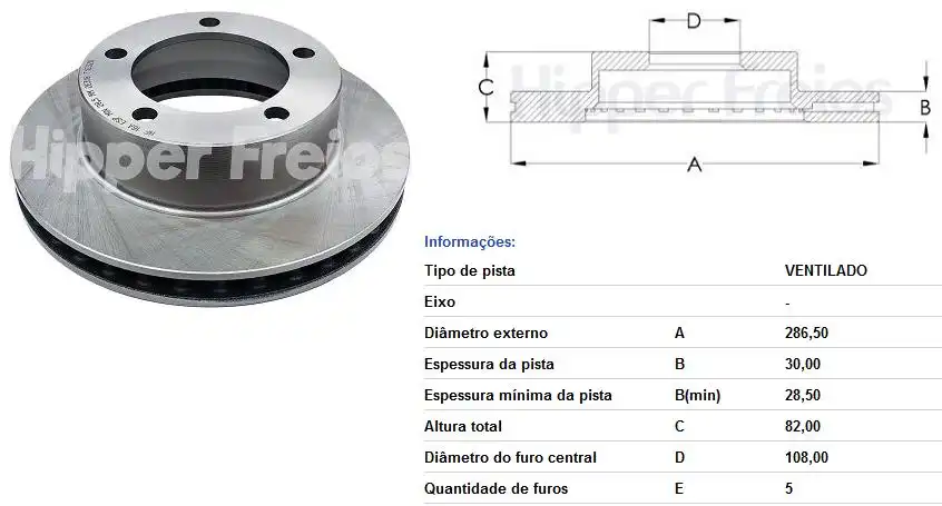 DISCO FREIO DIANTEIRO F-1000 1993 A 1998 VENTILADO