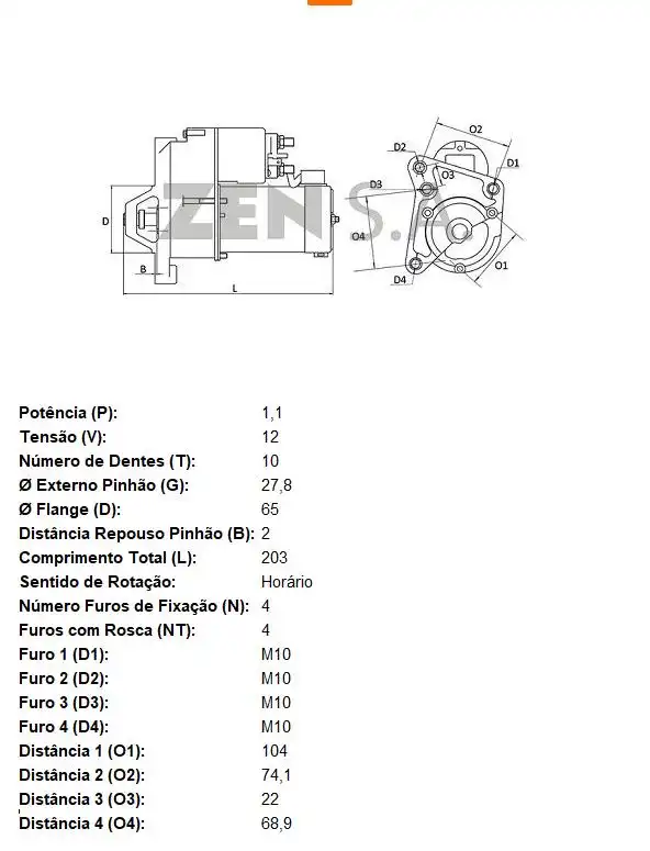 MOTOR PARTIDA RENAULT MEGANE 2.0 1997/