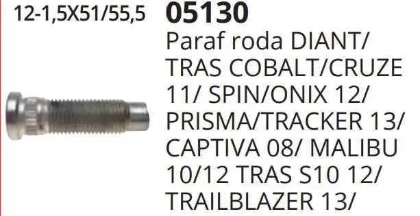 PARAFUSO RODA DIANT ONIX 2013 A 2018