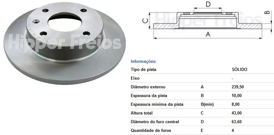 DISCO FREIO DIANTEIRO FIESTA 1.3 IMPORTADO /1995 SOLIDO