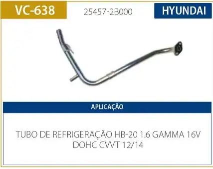 TUBO REFRIGERACAO MOTOR HYUNDAI HB20 1.6 16V 2012 A 2014