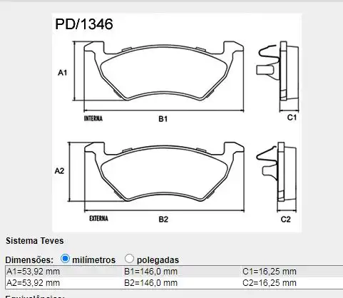 PASTILHA FREIO DIANTEIRA GOL GV 1.0 1.6 2012/