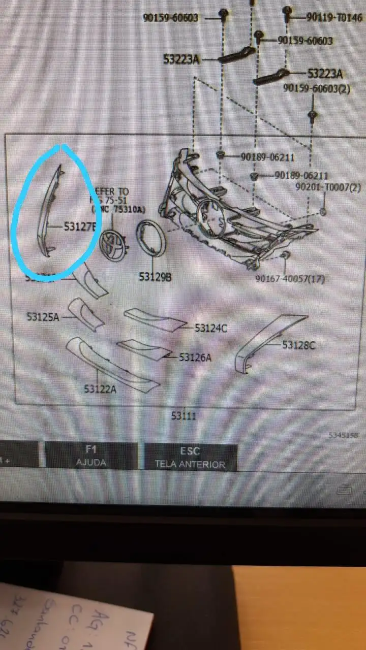 GRADE RADIADOR TOYOTA HILUX SW4 16/ CROMADO DIR