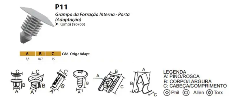 GRAMPO FORRACAO INTERNA UNIVERSAL