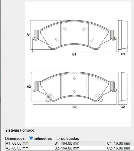 PASTILHA FREIO DIANTEIRA RANGER 2.2 2.5 3.2 2013/