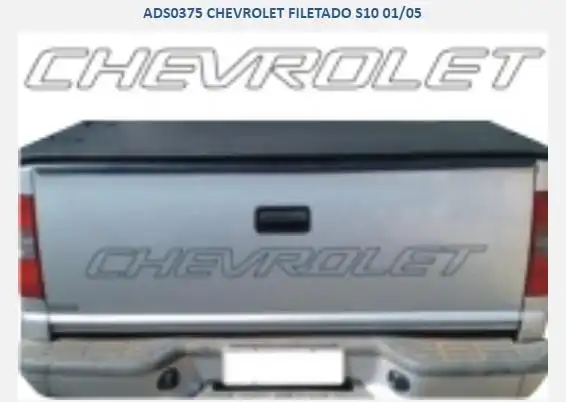 EMBLEMA ADESIVO "CHEVROLET" S-10 TAMPA CONTORNO GRAFITE