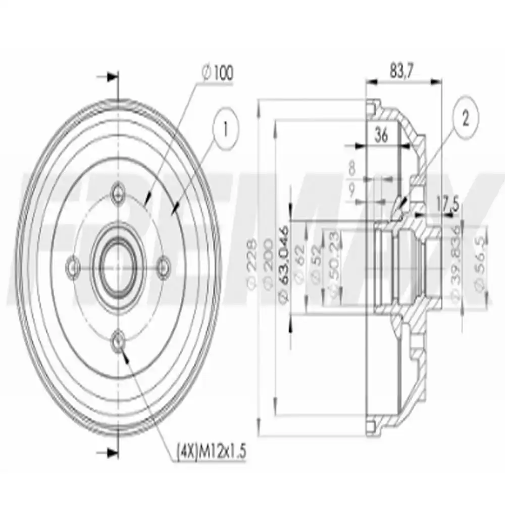 TAMBOR FREIO TRASEIRO CELTA 1.0 8V 2009 A 2016