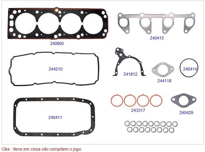 JUNTA MOTOR ONIX PRISMA 1.0 8V 12/ FIBRA C/ RETENTOR