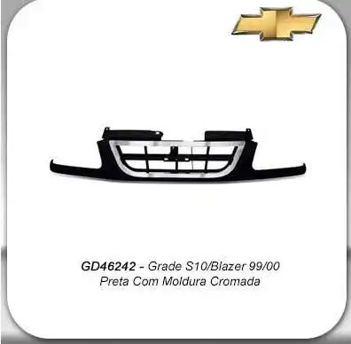 GRADE RADIADOR S-10 1999 A 2000 PRETO C/MOLDURA CROMADA