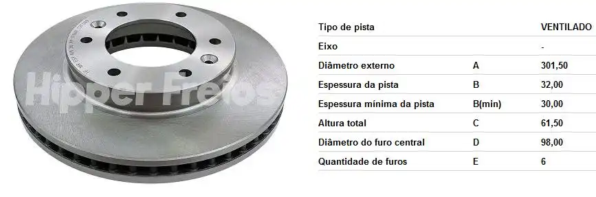 DISCO FREIO DIANTEIRO RANGER 4X2 4X4 2012/ VENTILADO