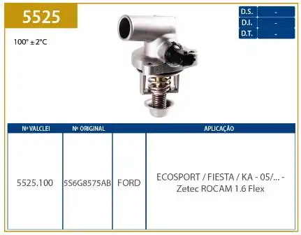 VALVULA TERMOSTATICA FIESTA 1.6 2004/ FLEX ZETEC ROCAM ELETR