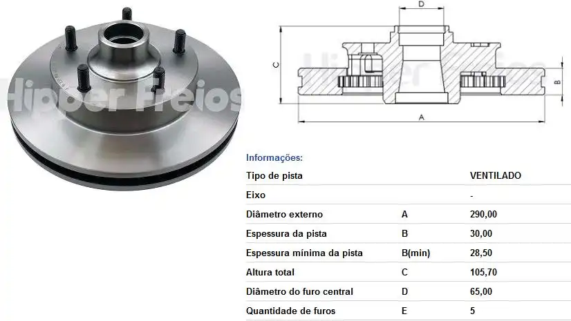 DISCO FREIO DIANTEIRO F-1000 1982 A 1992 VENTILADO