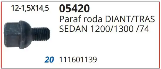 PARAFUSO RODA FUSCA 5 FUROS /74 CURTO