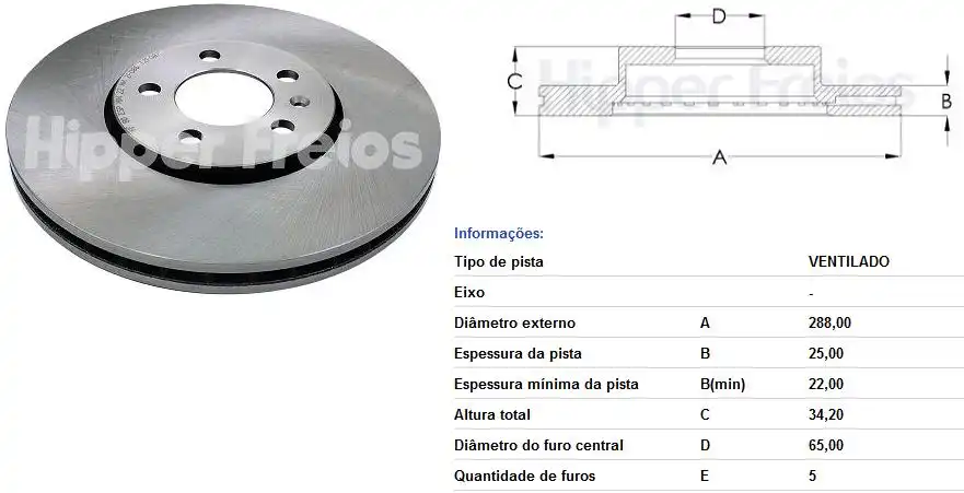 DISCO FREIO DIANTEIRO GOLF 1.8 TURBO 1999 A 2009 VENTILADO
