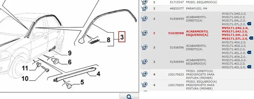 FRISO TETO (PINGADEIRA) FIAT PALIO 2 PTAS DIR