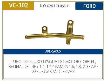 TUBO REFRIGERACAO MOTOR CORCEL 1.4 1.6 1983/ AP C/ AR QUENTE
