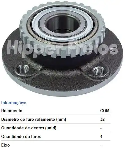 CUBO RODA TRAS CITROEN PICASSO 2.0 16V BERLINGO COM ABS