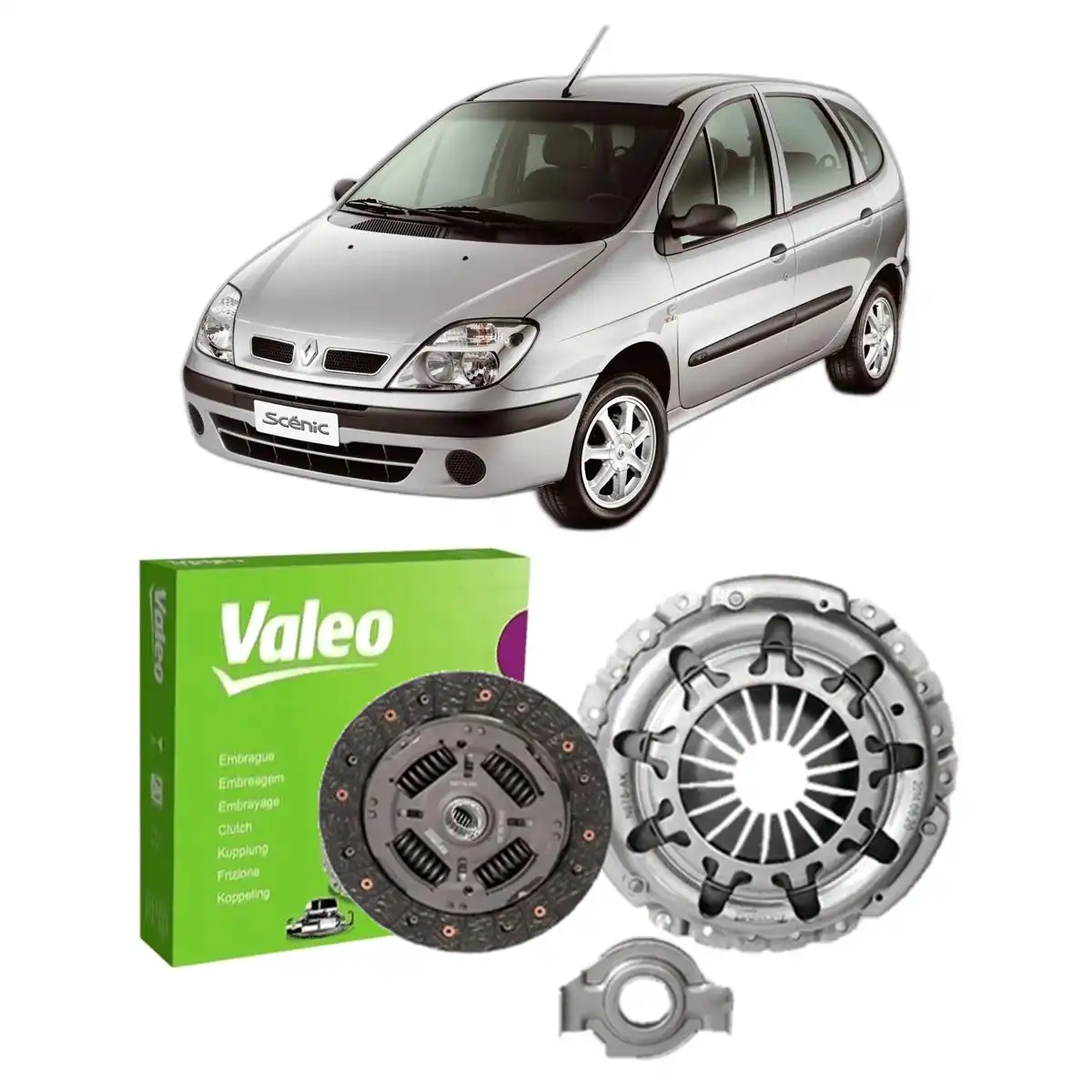 KIT EMBREAGEM RENAULT SCENIC 1.6 16V 2001 A 2010 COM ROLAMEN