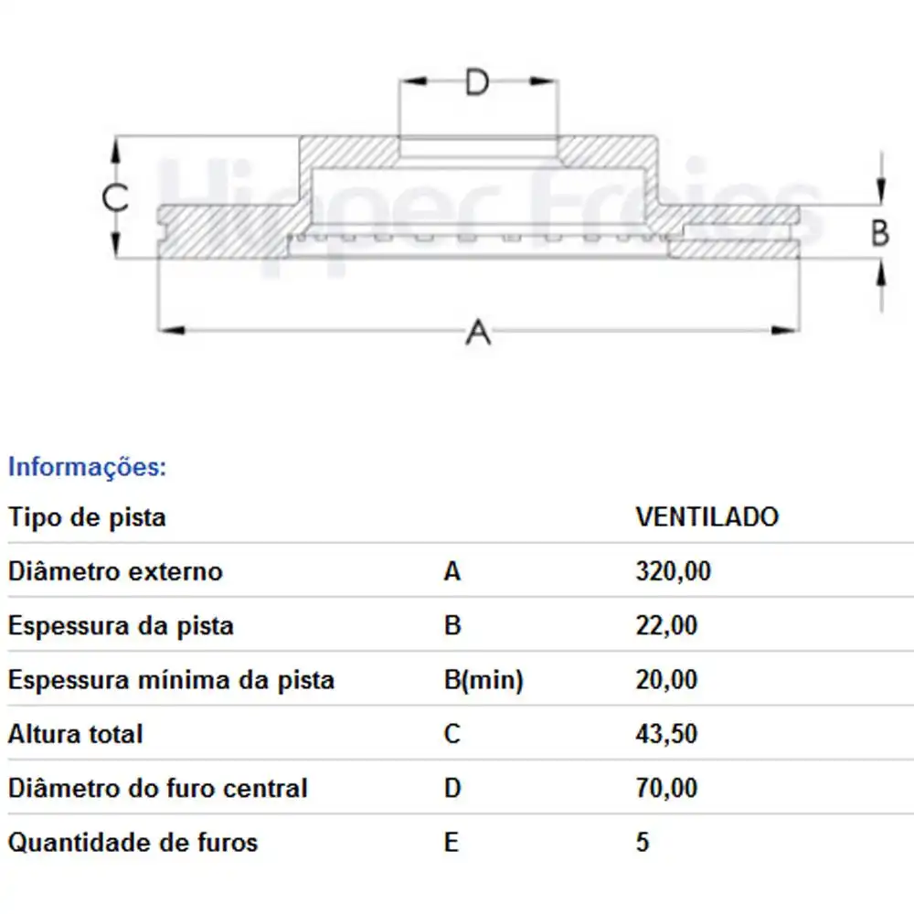 DISCO FREIO TRASEIRO RAM RAMPAGE 2.0 2023 ACIMA