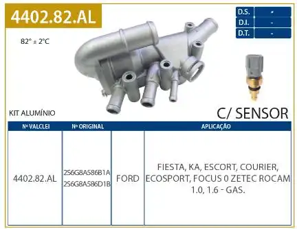 VALVULA TERMOSTATICA FIESTA 1.0 1.6 2003/ ZET ROC COMPL ALUM