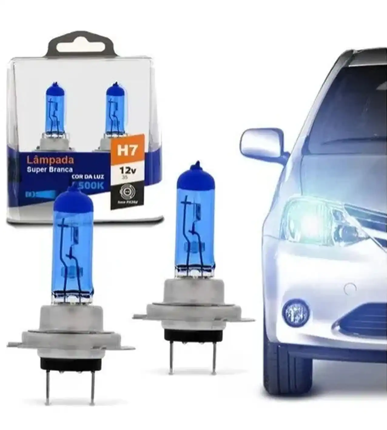 LAMPADA FAROL H-7 55W SUPER BRANCA JG