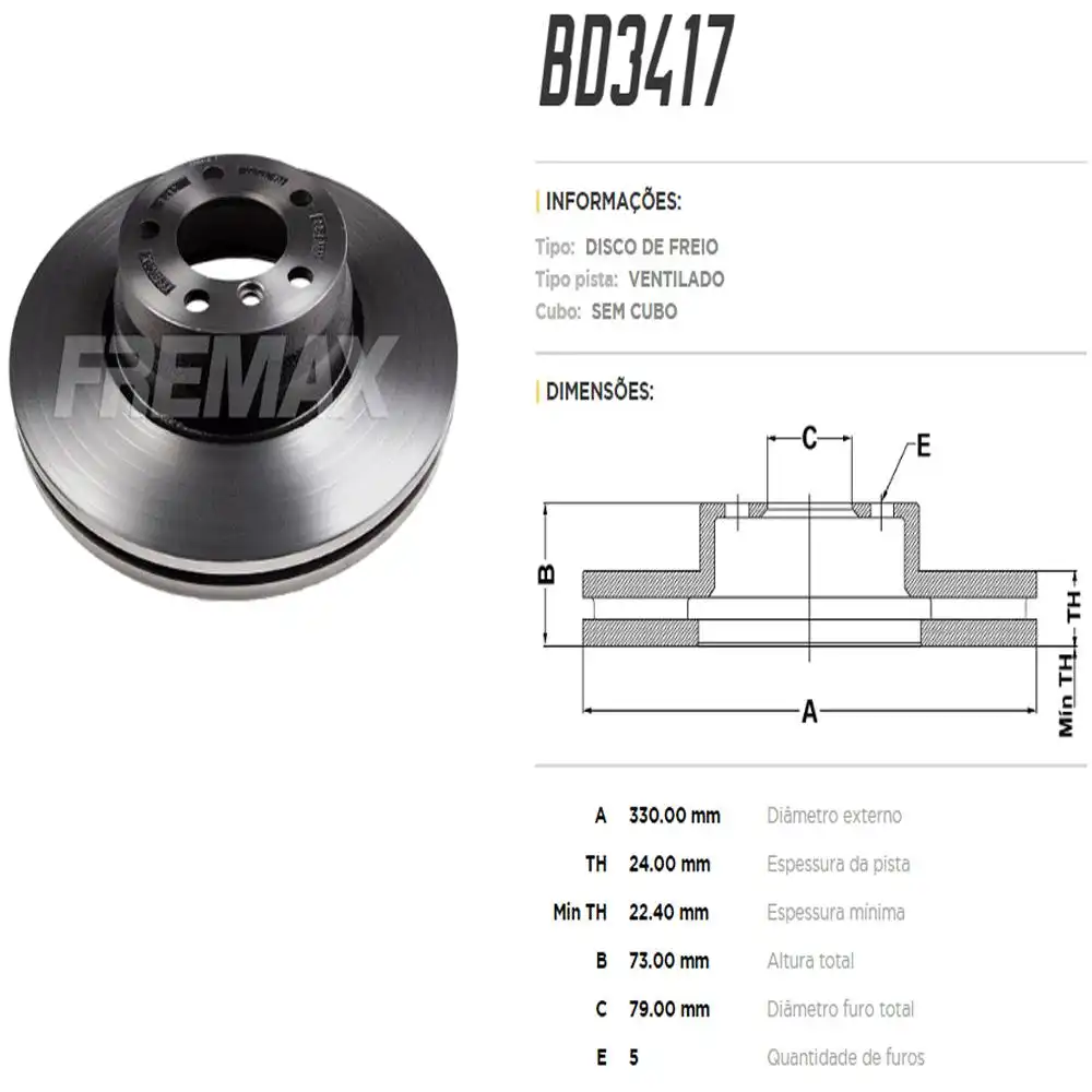 DISCO FREIO DIANTEIRO BMW 328 2012 ACIMA