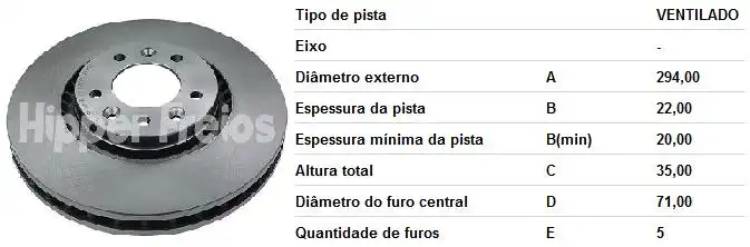 DISCO FREIO TRASEIRO CITROEN JUMPY 1.6 2018/