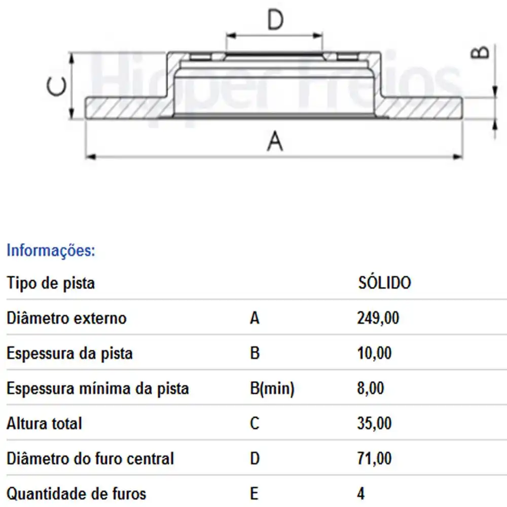 DISCO FREIO TRASEIRO PEUGEOT 208 1.6 2020 ACIMA SOLIDO