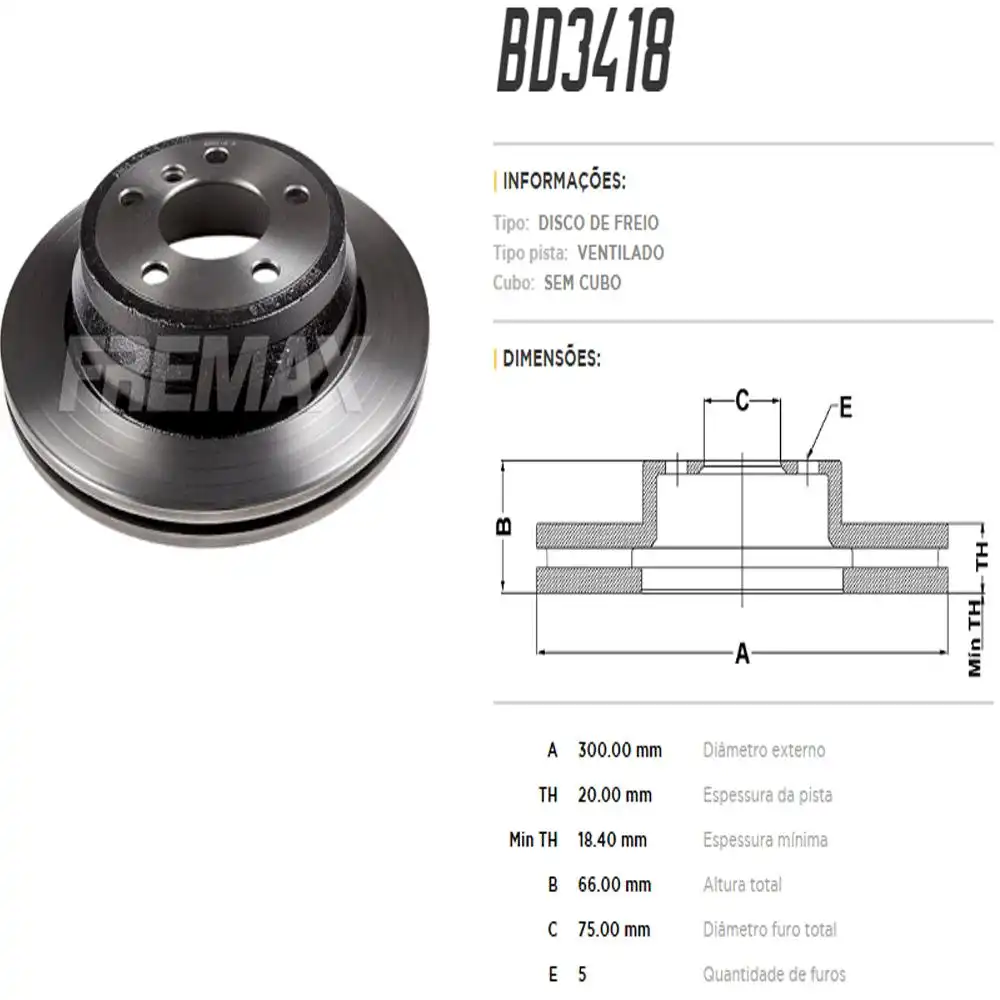 DISCO FREIO TRASEIRO BMW 320 2014 A 2017