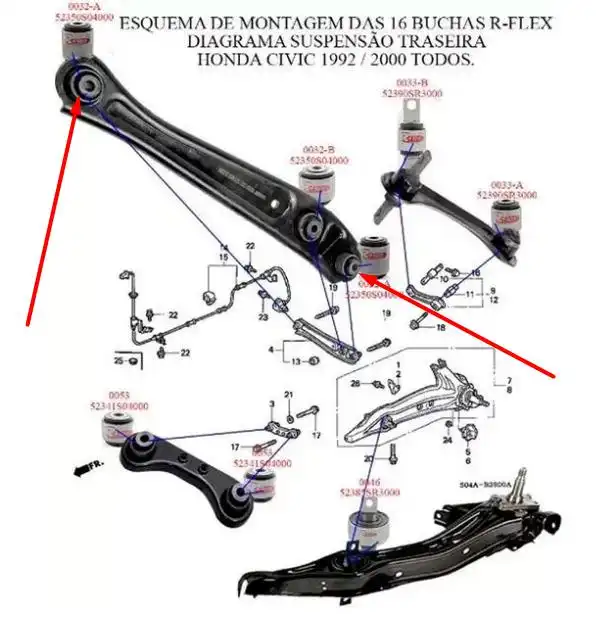 BUCHA BRACO OSCILANTE HONDA CIVIC /2000 TRAS CIL (31X51X10MM