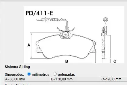 PASTILHA FREIO DIANTEIRA CITROEN XSARA PICASSO 1.6 16V 2000/