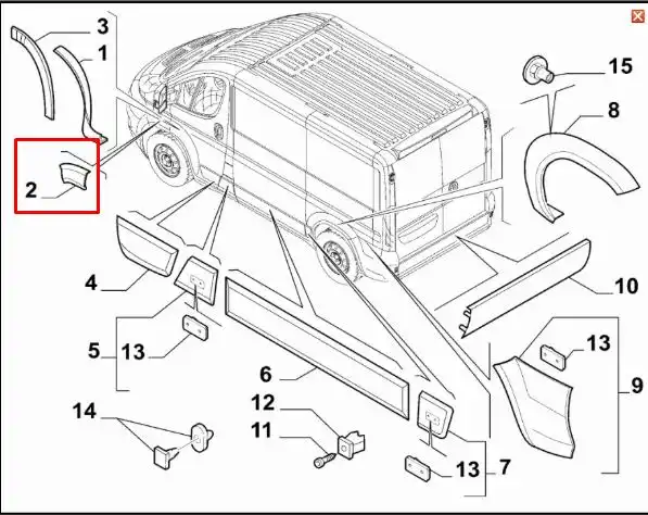 MOLDURA PARALAMA FIAT DUCATO 06/ DIANT DIR