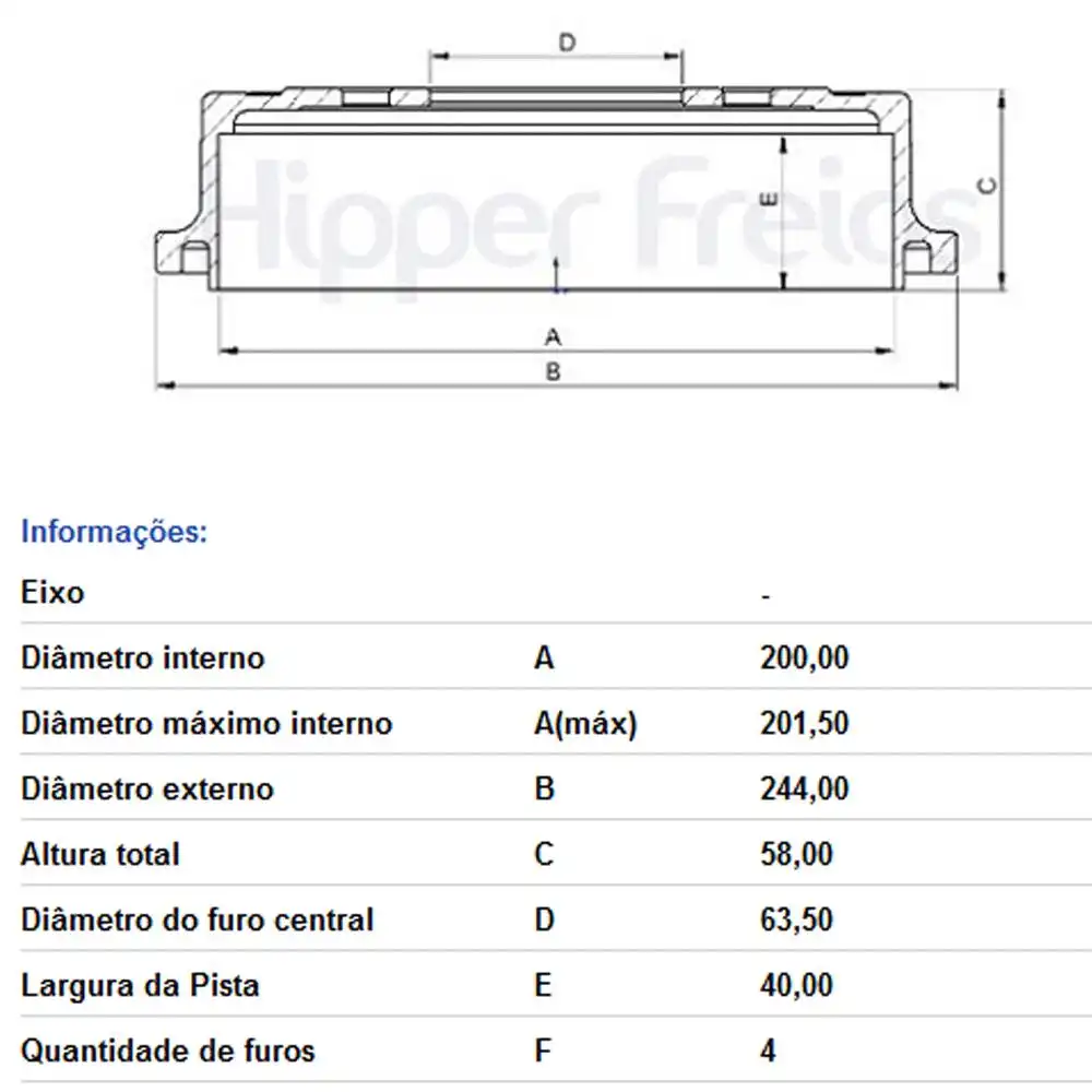 TAMBOR FREIO TRASEIRO NEW FIESTA 2011 A 2019