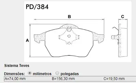 PASTILHA FREIO DIANTEIRA GOLF 2.0 2.8 2.9 1991 A 1997