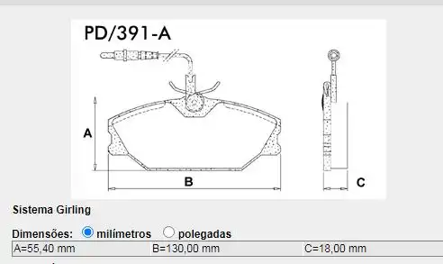 PASTILHA FREIO DIANTEIRA RENAULT SCENIC 1.6 1998/ COM ALARME