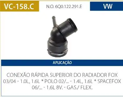 TUBO CONEXAO DAGUA FOX 1.0 1.6 2004 A 2010 - SUP RADIADOR