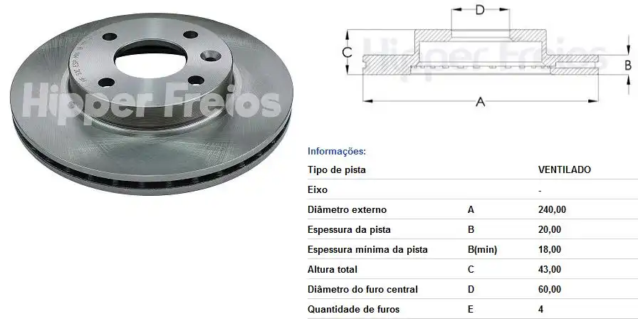 DISCO FREIO DIANTEIRO ONIX PLUS 1.0 2020/ VENTILADO