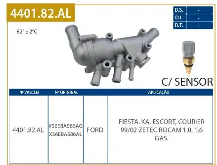 VALVULA TERMOSTATICA FIESTA 1.0 1.6 1999 A 2004 ZET ROC ALUM