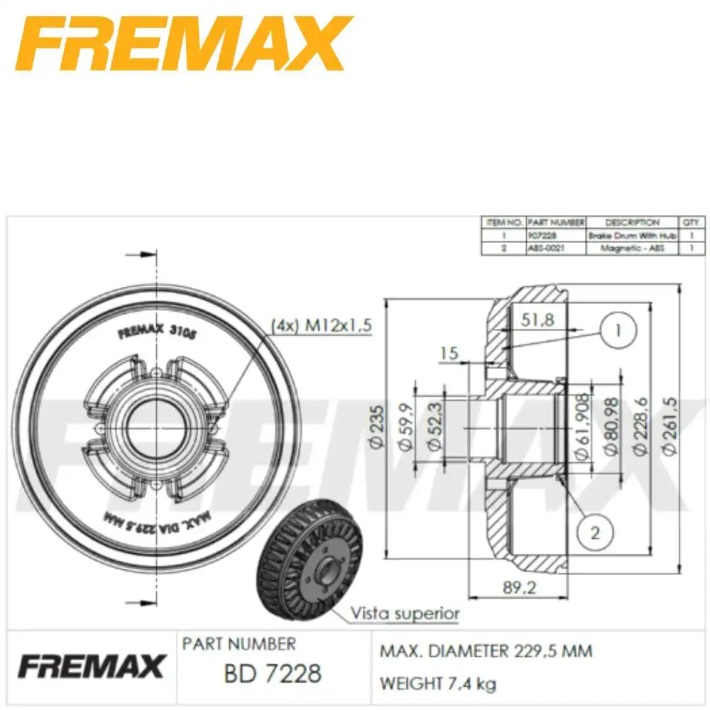 TAMBOR FREIO TRASEIRO LOGAN 1.6 16V 2016 A 2021