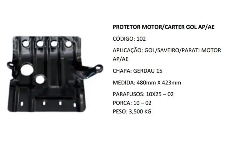 PROTETOR MOTOR GOL,V.P.S AP,CHT /95 (AVIAO)  ( REFORCADO )