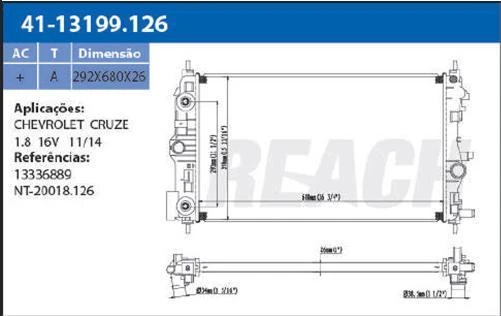 RADIADOR CRUZE 1.8 16V 2011 A 2014