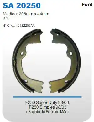 SAPATAS FREIO F-250 99/ (FREIO MAO)