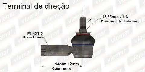 PONTEIRA DIRECAO NEW FIESTA 2011/ ECOSPORT 2012/ KA 14/ DIR