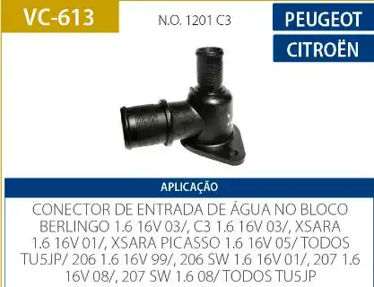 TUBO CONEXAO DAGUA CABECOTE PEUGEOT 206 1.6 16V 1999 A 2013