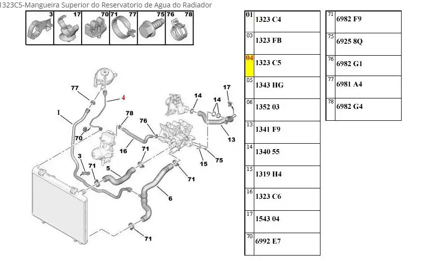 MANGUEIRA RESERVATORIO RADIADOR C4 2.0 2006 A 2014